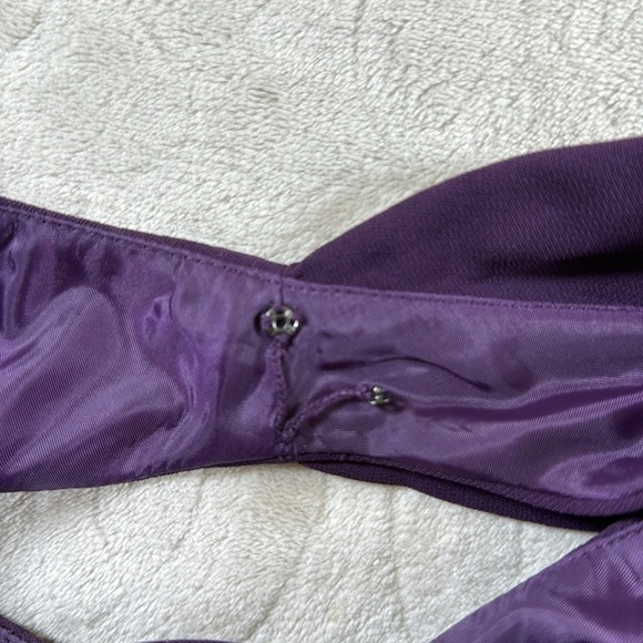 Evan Picone Womens Purple Eggplant Midi Dress Waterfall Back Detail Size 10P - Picture 8 of 10